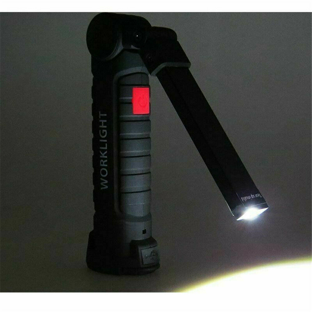 Magnetic Rechargeable COB LED RED Work Light Lamp Flashlight Folding Torch