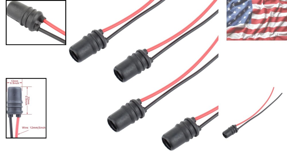 4-Pack T10 LED Pre-Wired Bulb Sockets - Durable, Heat Resistant & Versatile