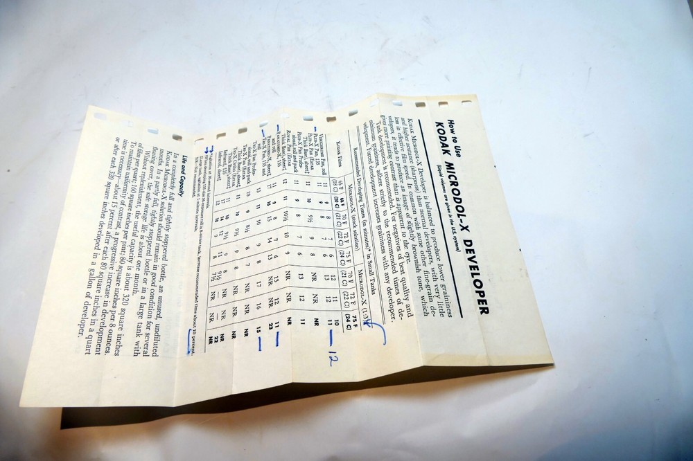 " How to use" Kodak Microdol-X Developer volumes guide