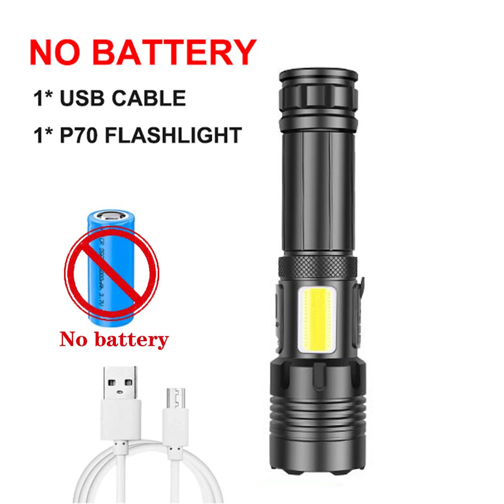 Rechargeable Super Bright Tactical Zoomable Flashlight with Floodlight Torch