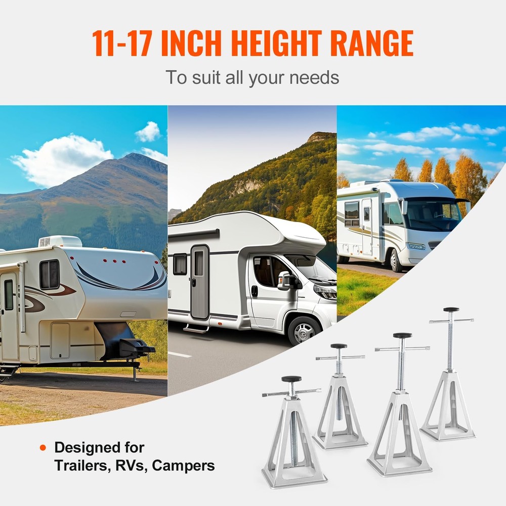 VEVOR RV Stabilizer Jacks, 4 Pack Aluminum Leveling Stack Silver