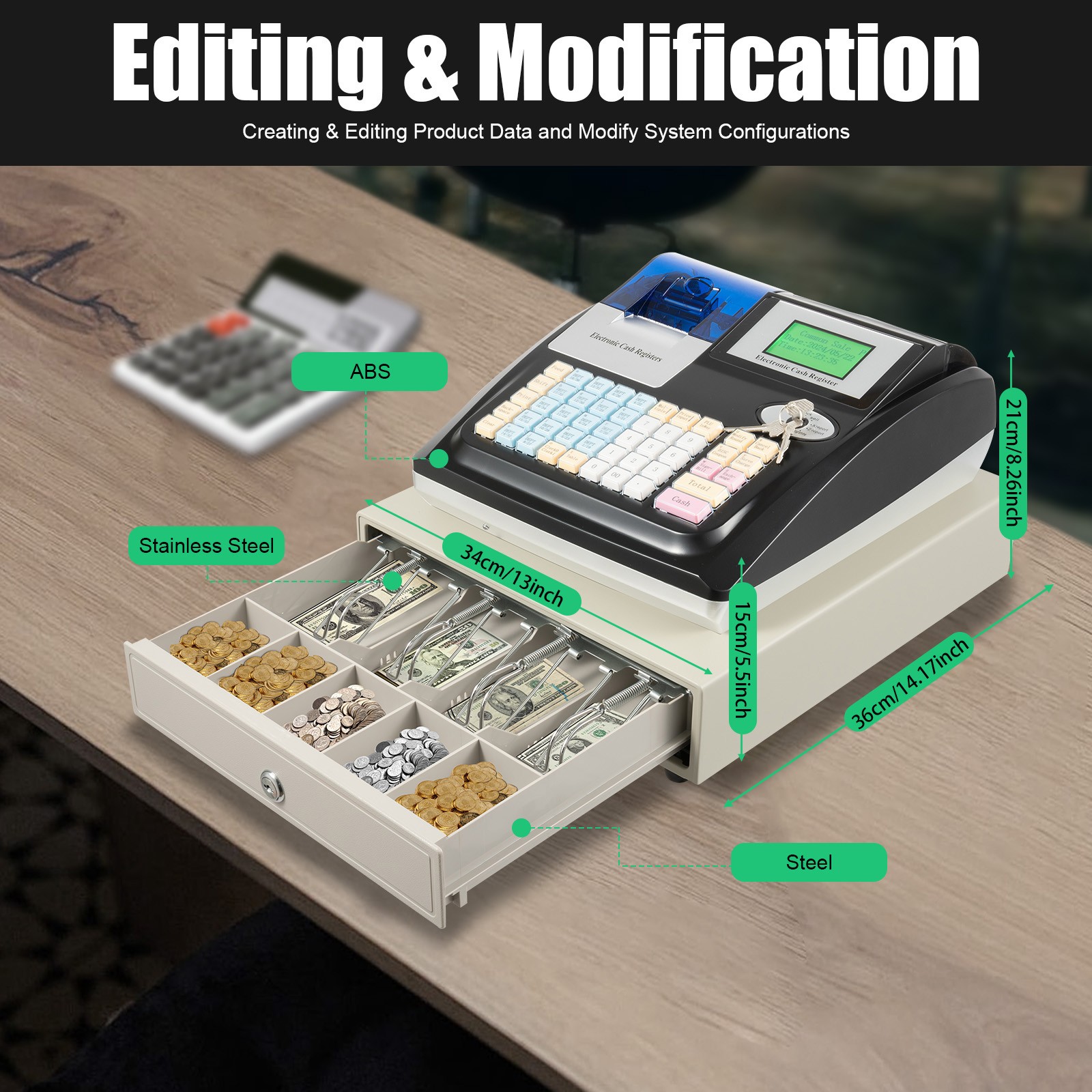 Electronic Cash Register POS System 48 Keyfor Supermarket Retail Restaurant New
