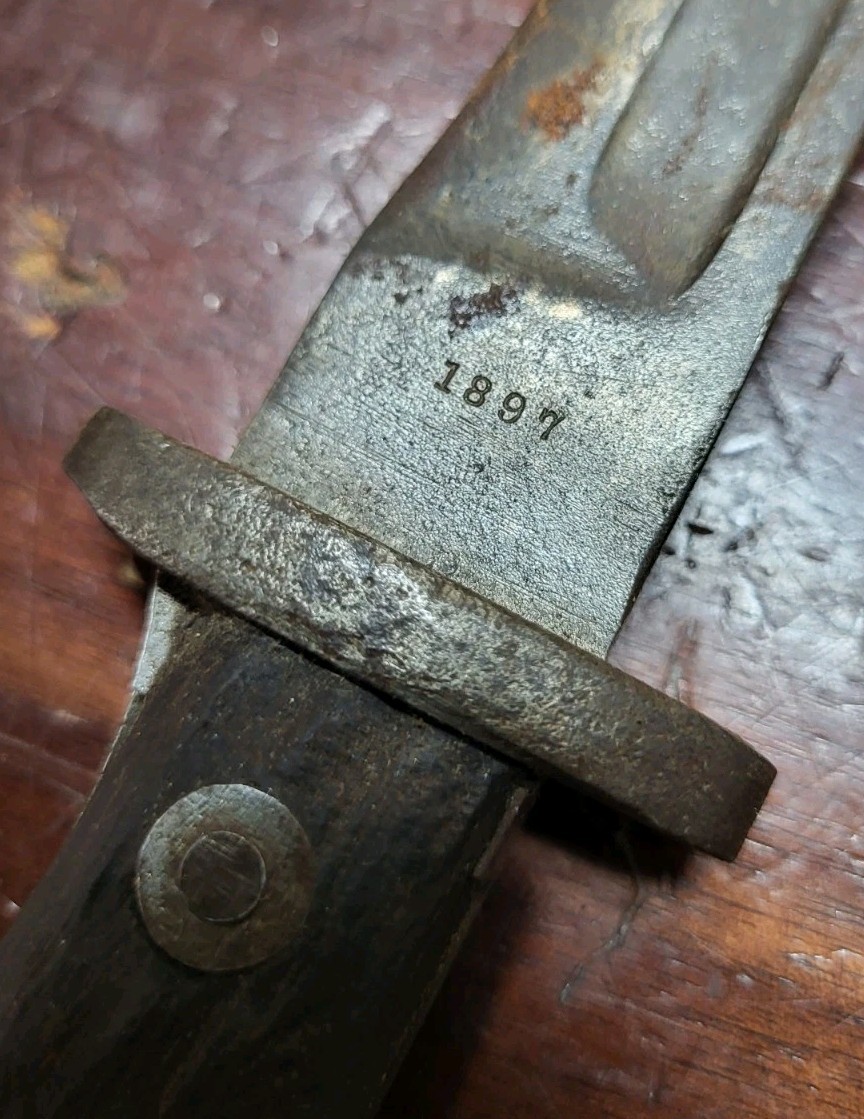 PRE WWI US M1892 KRAG / JORGENSEN BAYONET - DATED 1897 Made Into Trench Knife