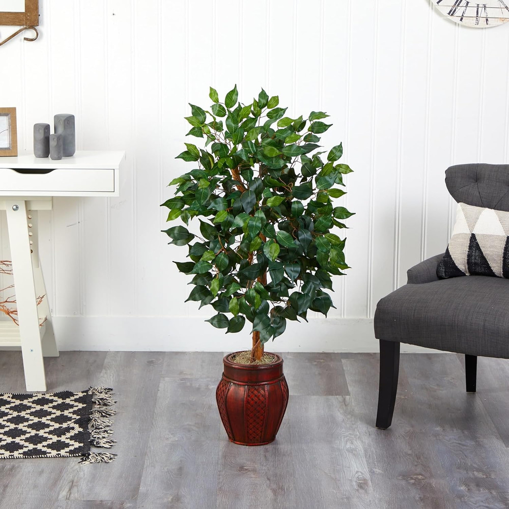 44In. Ficus Tree with Decorative Planter