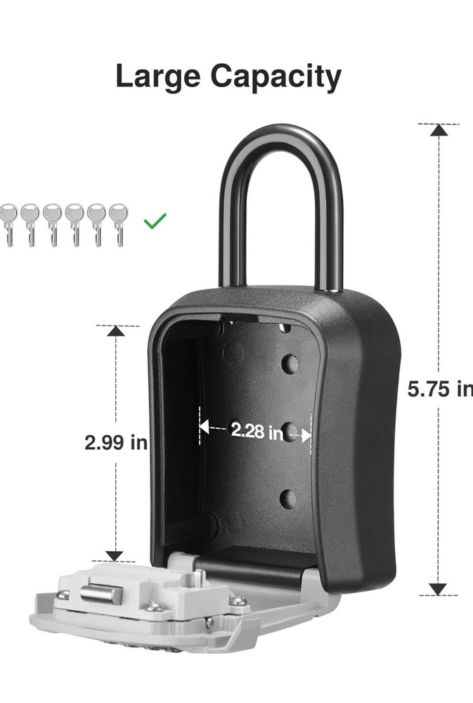 Lock Box, Key Lock Box Wall Mount & Portable Combination Lockbox with Resettable