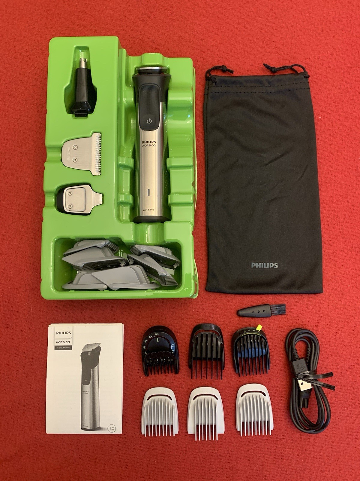 Philips Norelco Multigroom 7000, 19pc Grooming Kit w/ Trimmer MG7910/49 -NEW #p3