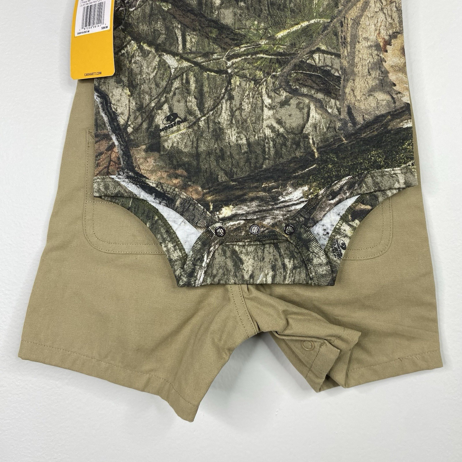 Carhartt Baby Boys 12 Months Camo Bodysuit and Canvas Shortall Set 2 Piece Set