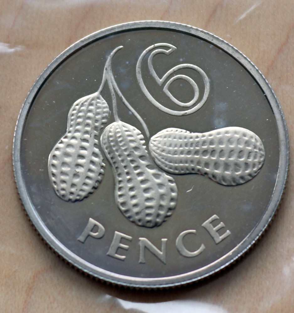 1966 Gambia 6 Pence Peanuts Proof