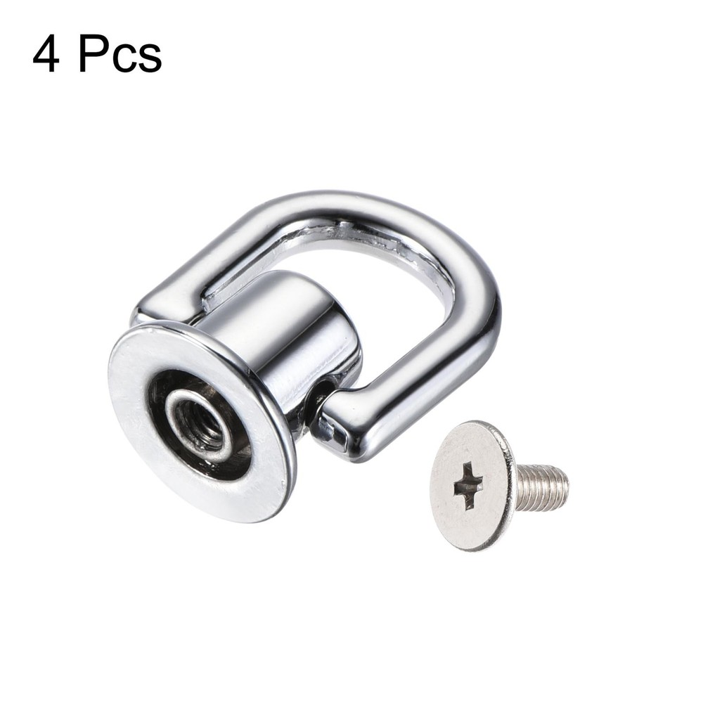 12x10mm Ball Head Button Studs with D Ring Silver White 4pcs