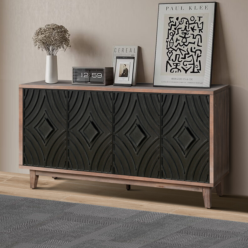 Kitchen Storage Cabinet Sideboard Buffet Cabinet with Solid Wood Legs