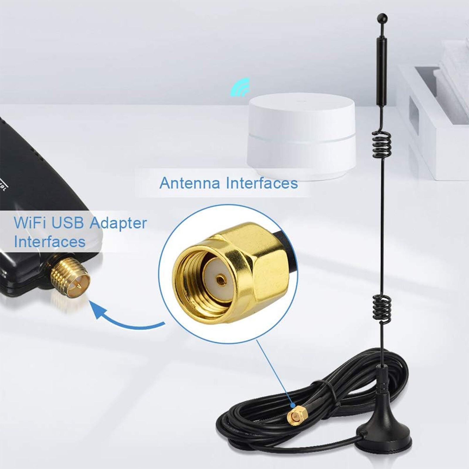 Dual Band RP-SMA Male Antenna for WiFi Router Wireless Security IP Camera 9dBi