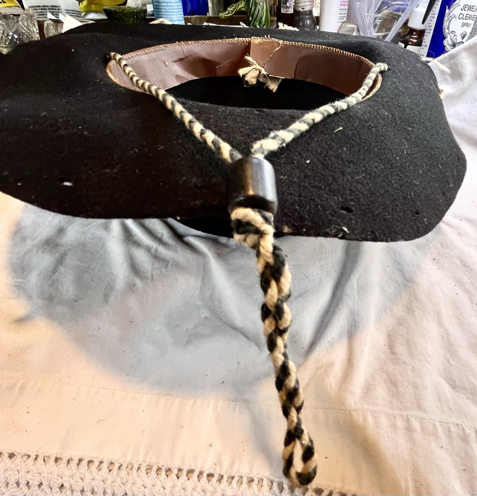 Vintage 1950’s Cowboy Hat Size 7, Cap Gun, (Works), And Holster.