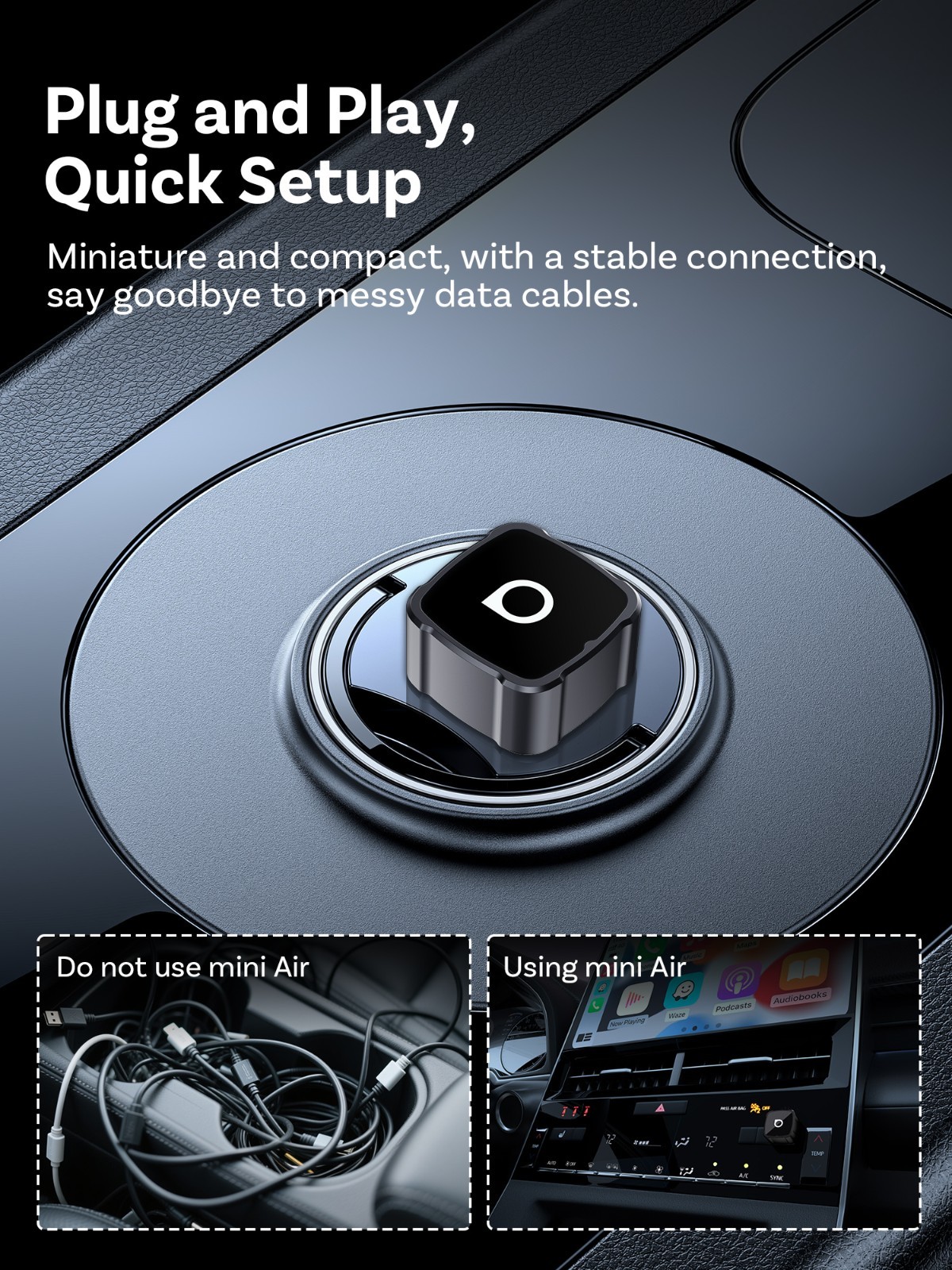 Ottocast 2026 Mini Cube 3IN1 Wireless Carplay & Android Auto & Mirroring Airplay