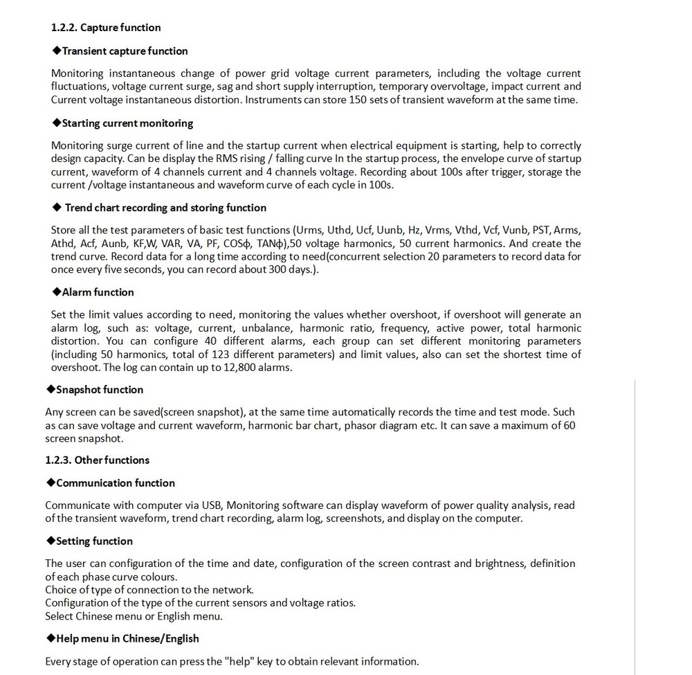 3-Phase Power Quality logger Power Quality Analysis Transient Capture Function