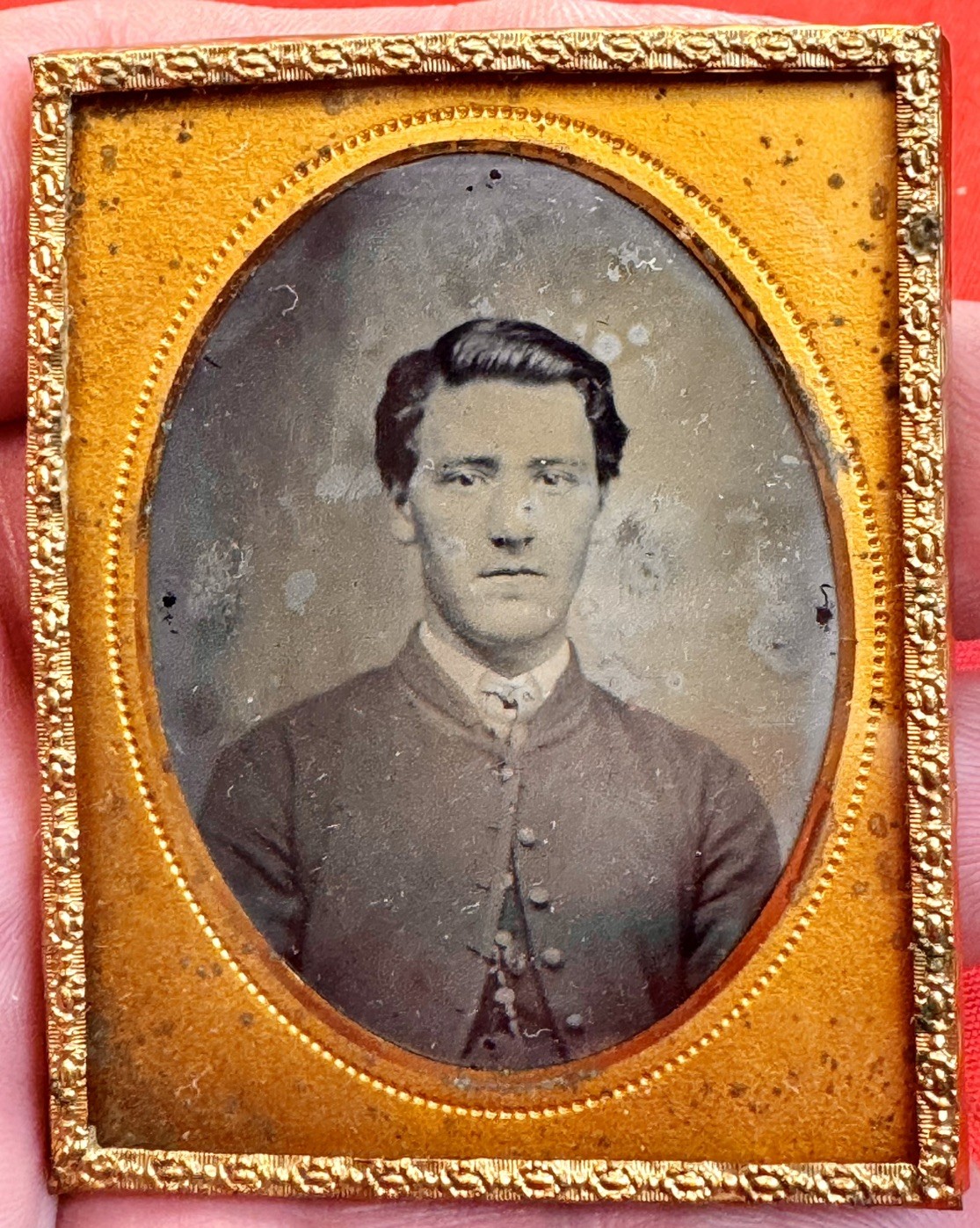 Antique 1/9 Plate Ambrotype Early Civil War Confederate Soldier Uniform Photo NC