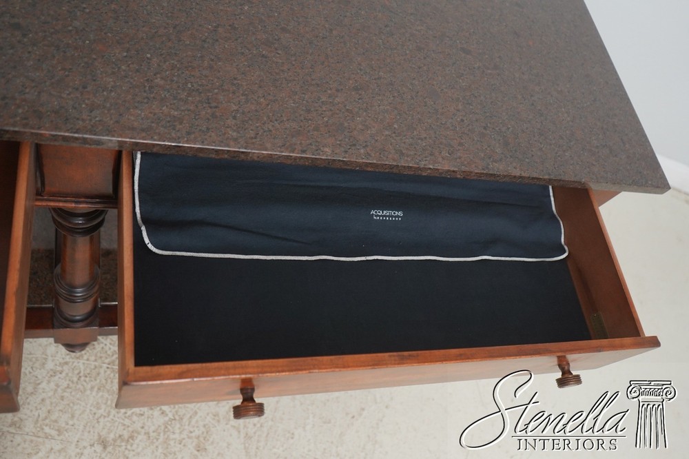 71957: HENREDON Acquisitions Walnut Finish Marble Top Server Console Table