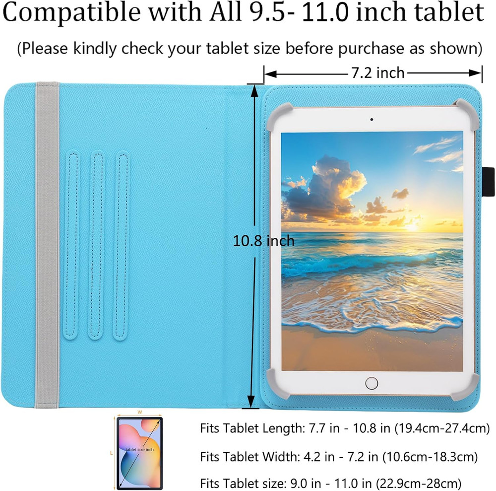 Universal 10 10.1 Inch Android Tablet Case, 360 Degree Rotating Multi-Angle Vie