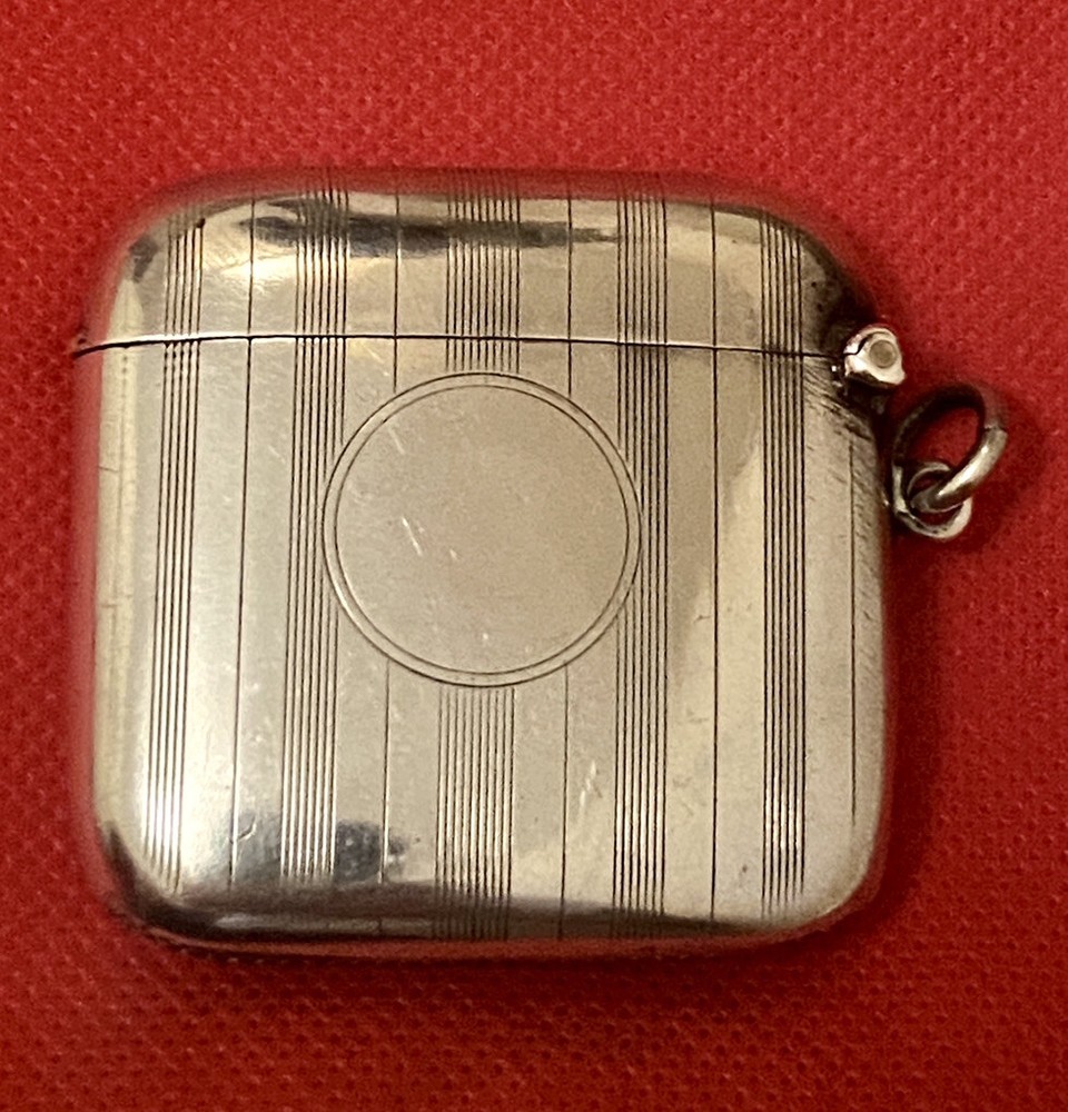 Antique English Silver match case safe 1918