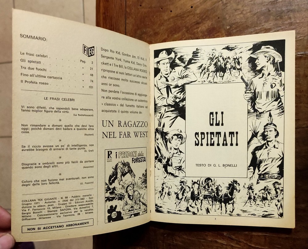 TEX GIANT Comic No. 88 Bonelli 1971 Read Description