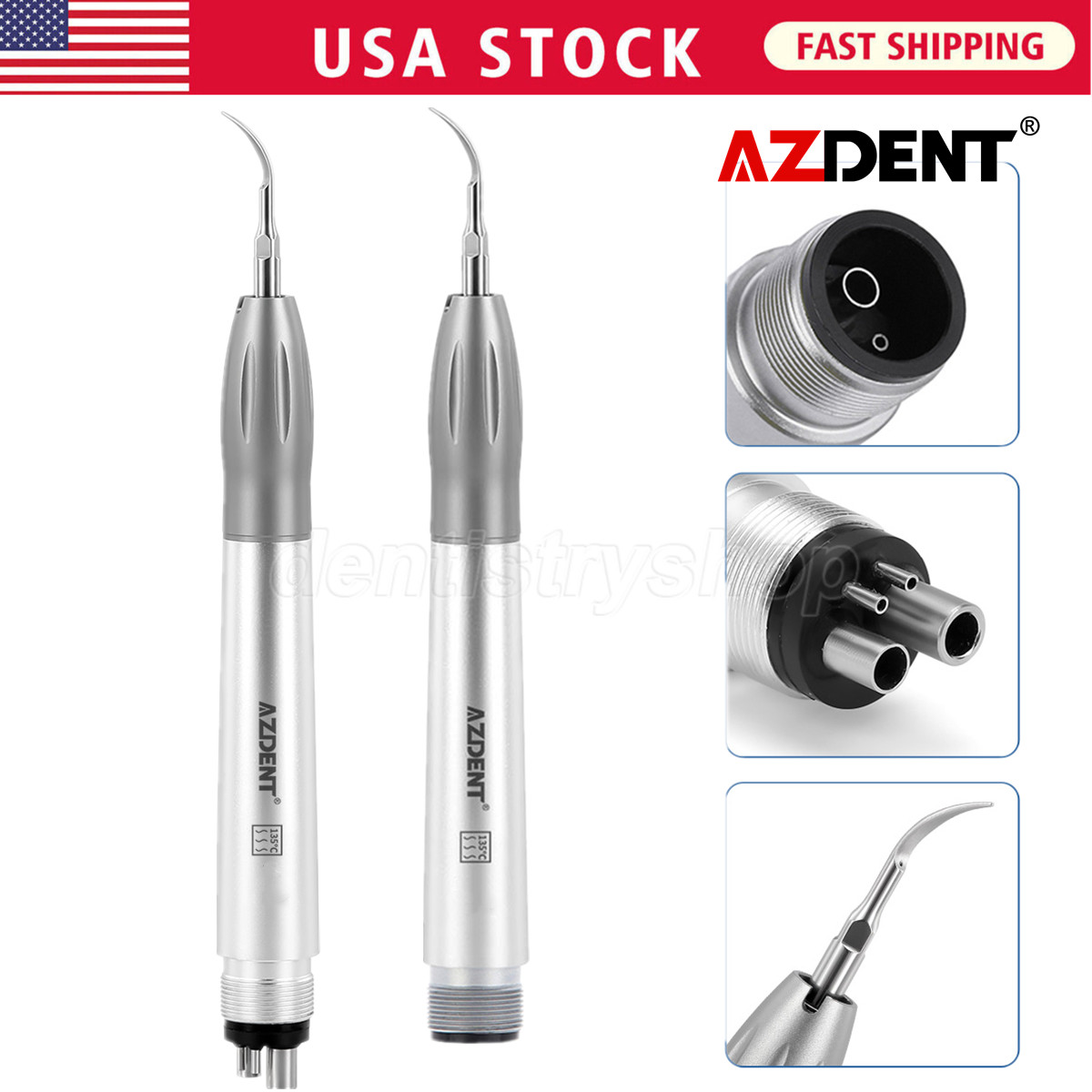 AZDENT Dental Ultrasonic Air Perio Scaler Handpiece Hygienist 2/4Holes