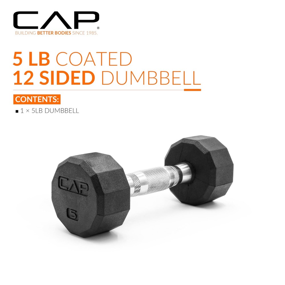 CAP Barbell Coated Hex Dumbbell Weight | Multiple Options 5 lb