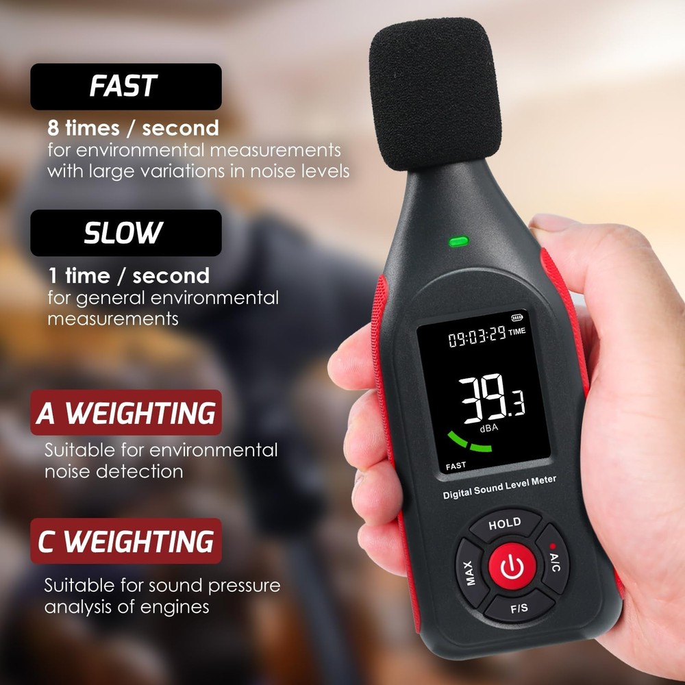 Decibel Meter Data Logger, Digital Sound Level Meter with Recording, dB Meter...