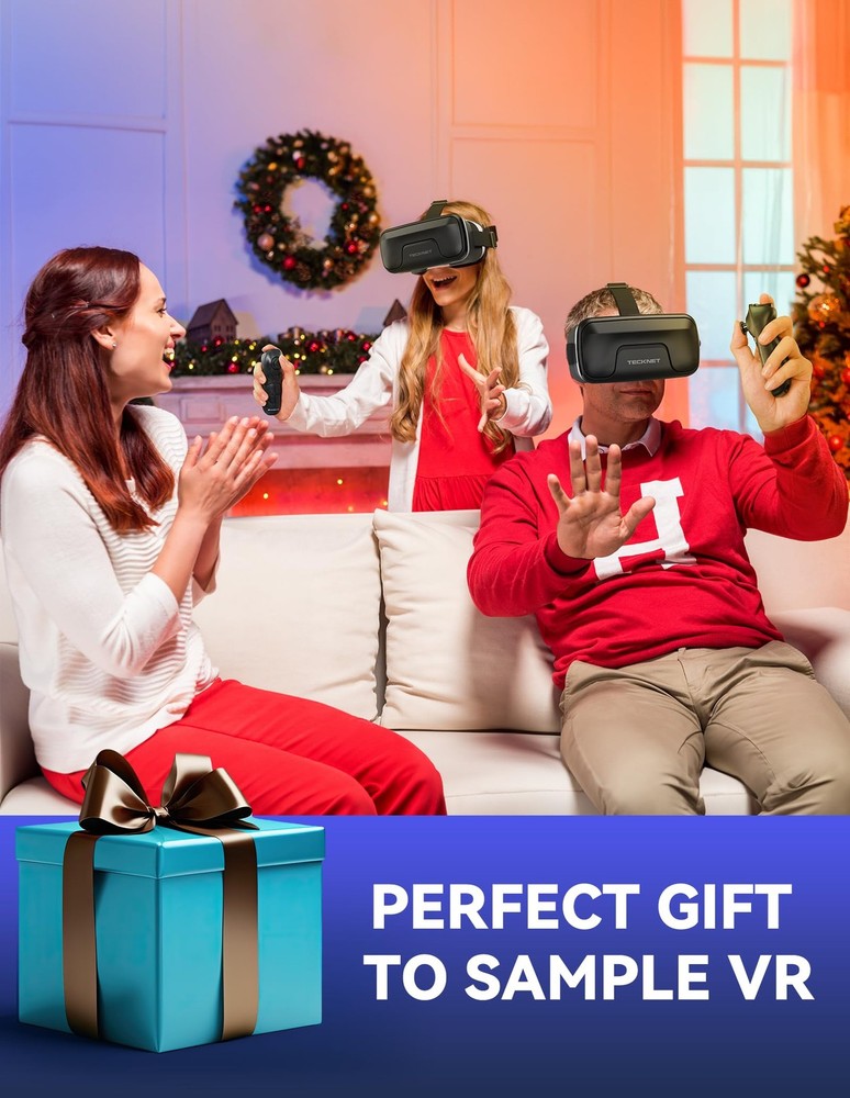 TECKNET VR Headset for Phone with Bluetooth Controller, 4.7-7.2" VR Headsets