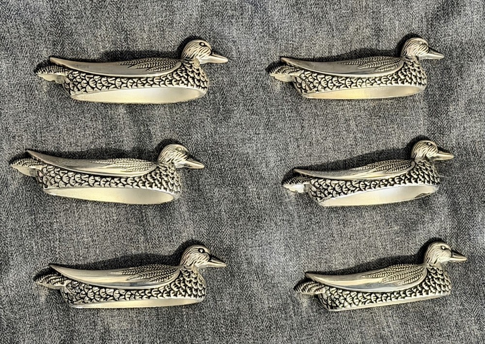 Vintage Silea France Silverplate Duck Knife Rests Silverware stands Set Of 6 EUC
