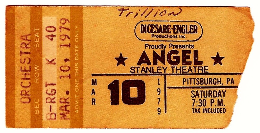Angel & Trillion 3/10/79 Pittsburgh PA Stanley Theatre Mega Rare Ticket Stub
