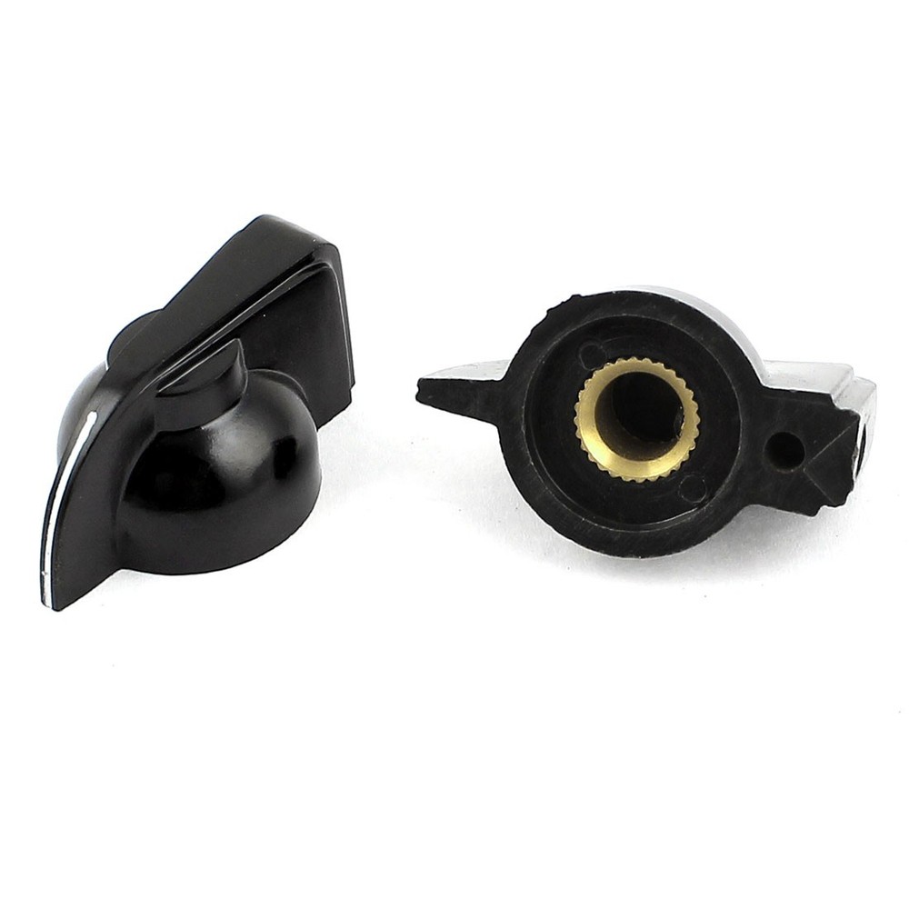 2Pack Black Plastic Rotary Switch Knobs Caps for 6mm Dia Shaft V Shape Knob