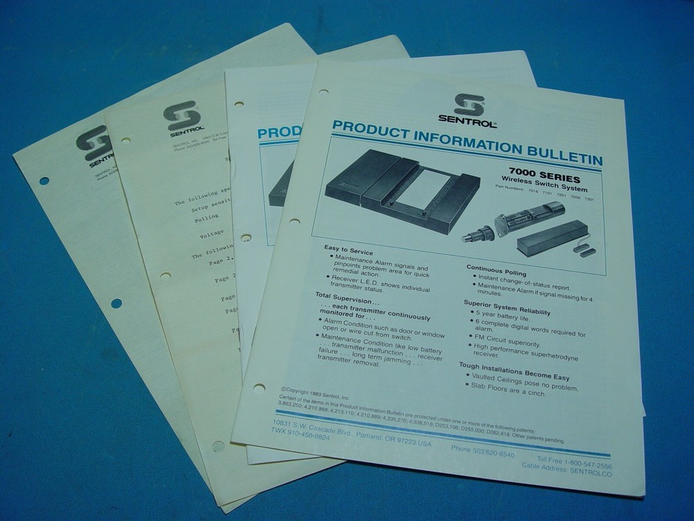 Sentrol Model 7016A Wireless Switch System Vintage NOS 7000 Series