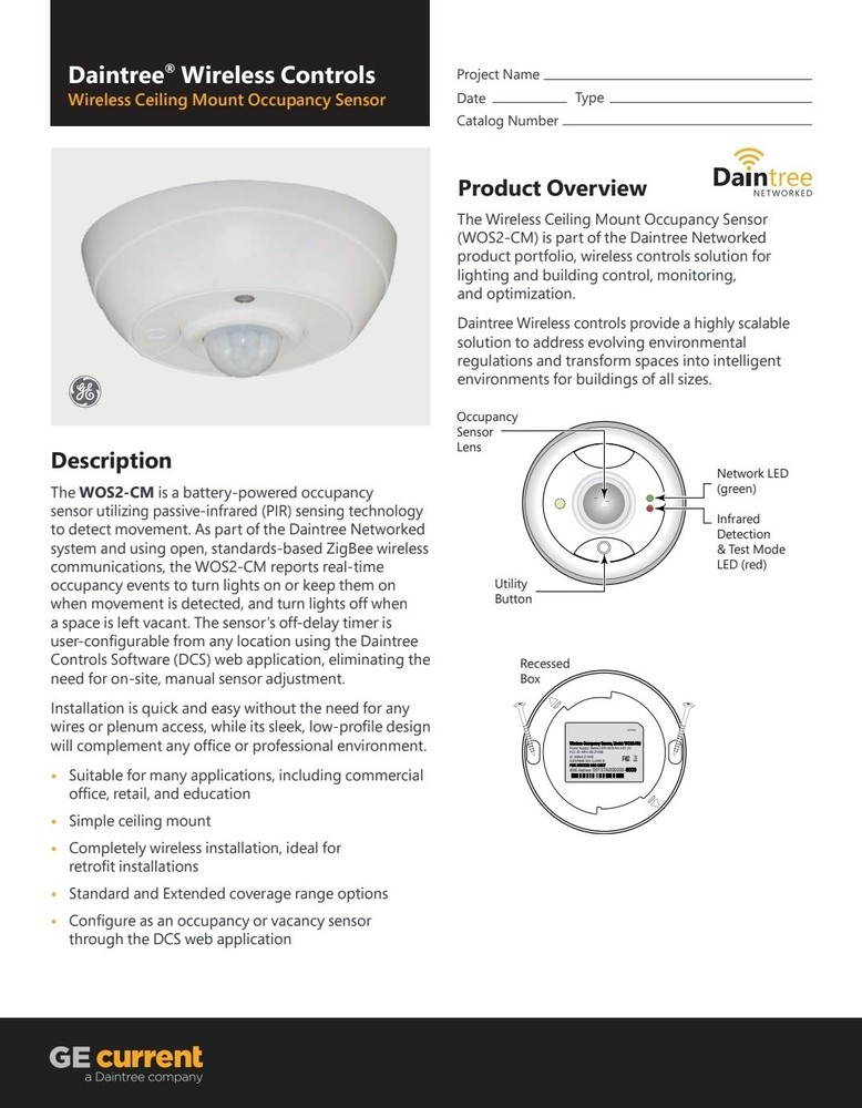 GE DaintreeNetworks Wireless Occupancy Sensor - WOS2-CM-E (QTY 10)