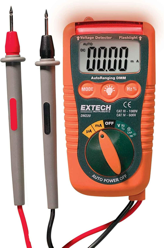 DM220 True RMS Digital Multimeter - 6000 Count, Auto/Manual Ranging, Voltage/Cur