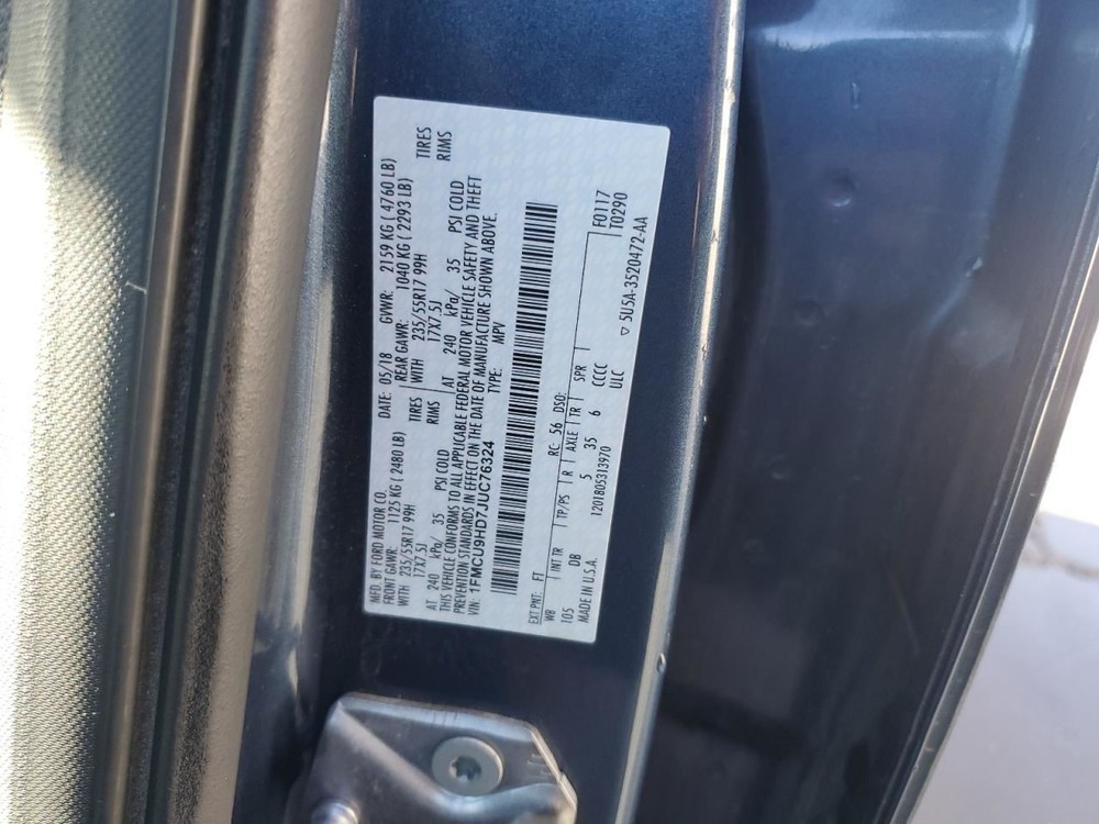 LEFT REAR DOOR WINDOW REGULATOR OEM 2018 FORD ESCAPE