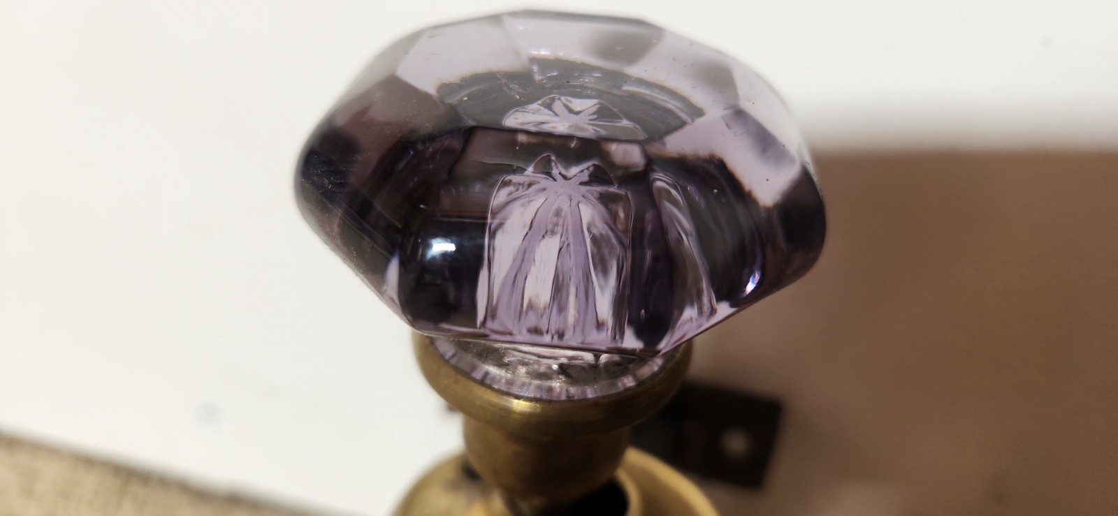 Antique Purple Glass Door Knob Set