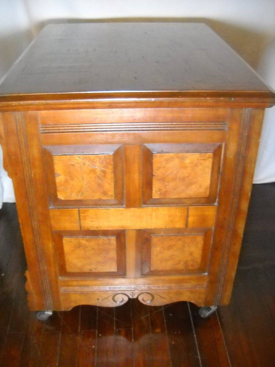 1890 Willimantic 6 Drawer Spool Cabinet Cherry & Birdseye Maple Owl Logo Decal