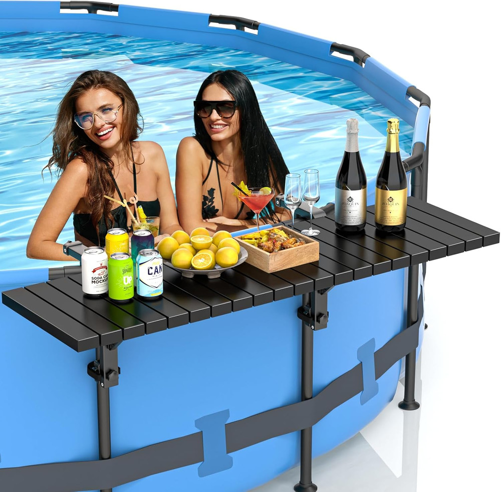 Pool Bar, above Ground Pool Side Bar, 49.4×9.6" Galvanized Iron Poolside Table H