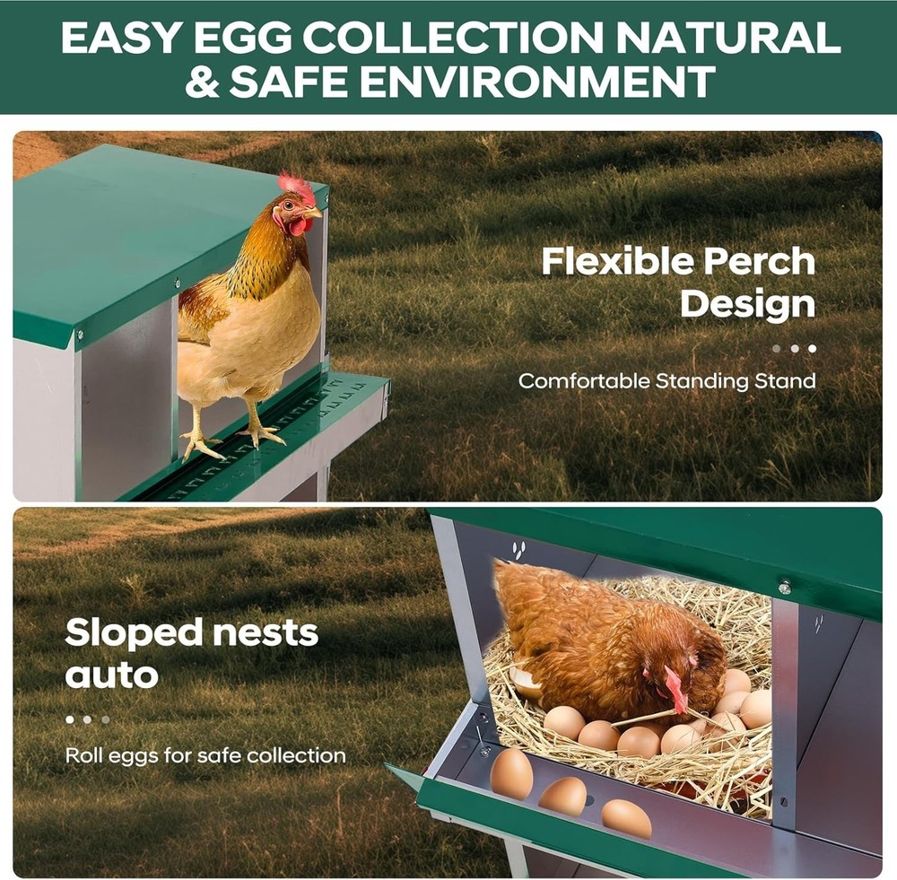 Chicken Nesting Box 6 Compartment Chicken Laying Box Easy Egg Collection Green