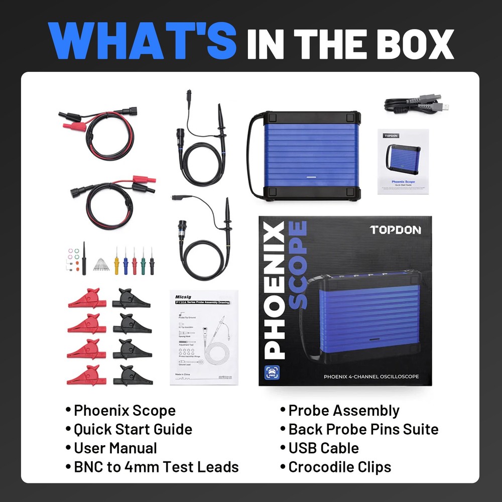 TOPDON Phoenix Scope Advanced 4-Channel Oscilloscope Work for Phoenix max smart
