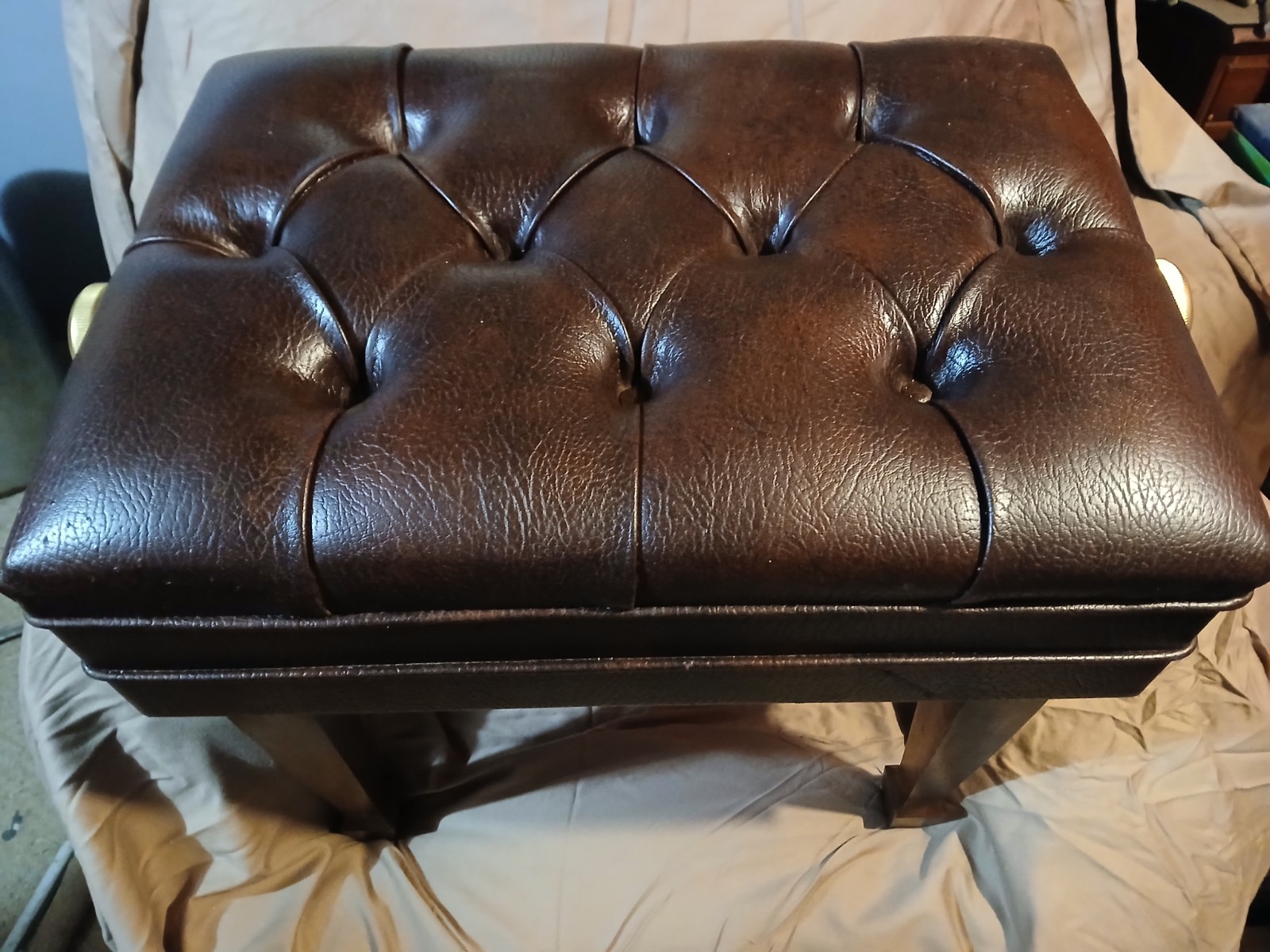 Vintage Piano Adjustable Leather Bench made in Germany free shipping