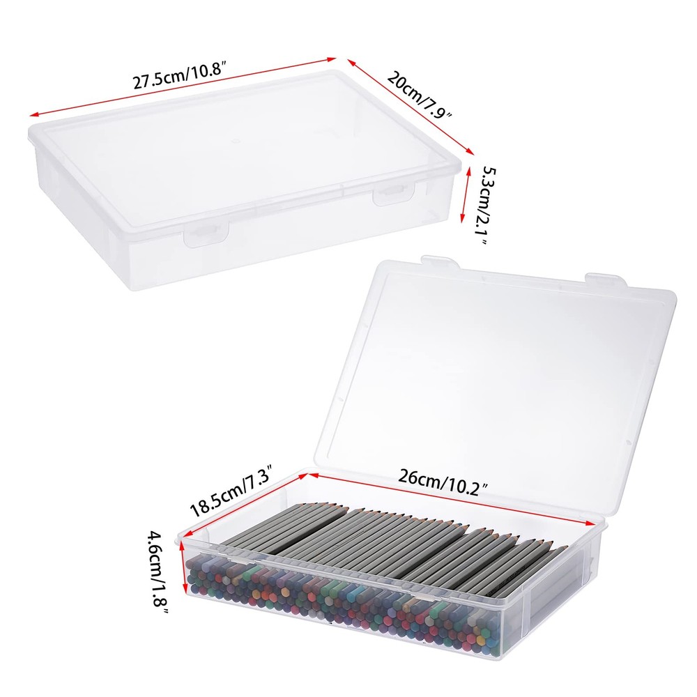 BTSKY Clear Plastic Storage Box with Flap Lid, Medium-2 Pack,