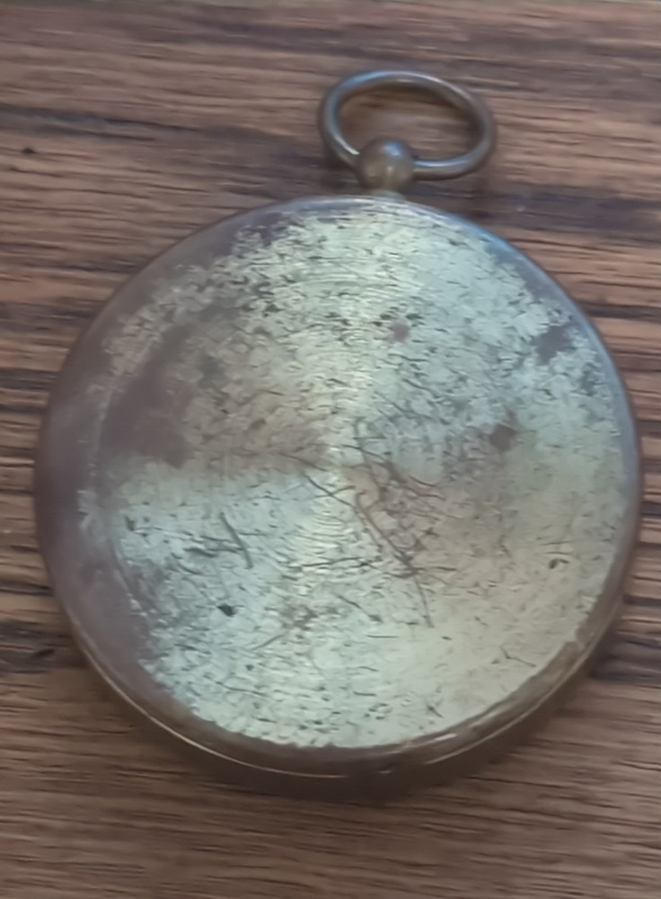 Antique German Brass Pocket Compass -- small 1.75" diameter