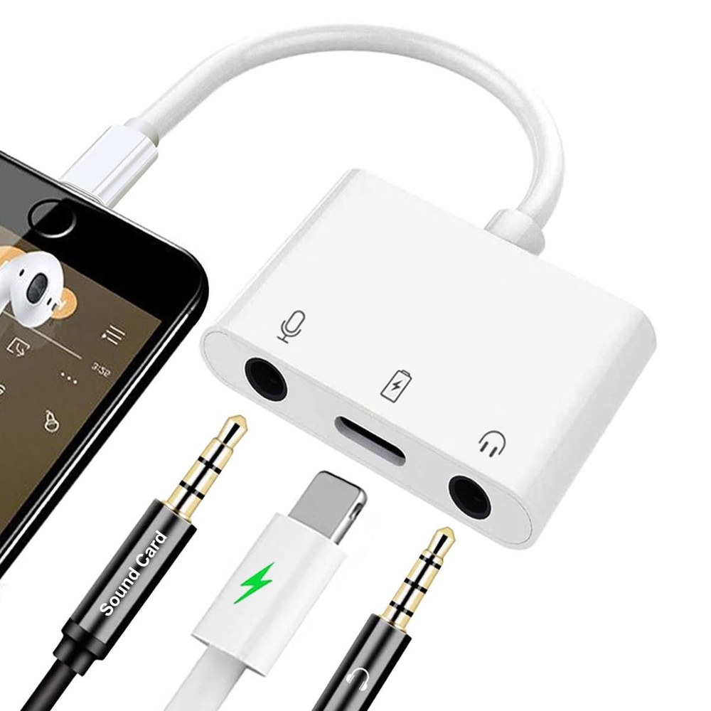 Ceotsak iPhone Microphone Adapter for Live-Streaming, & White