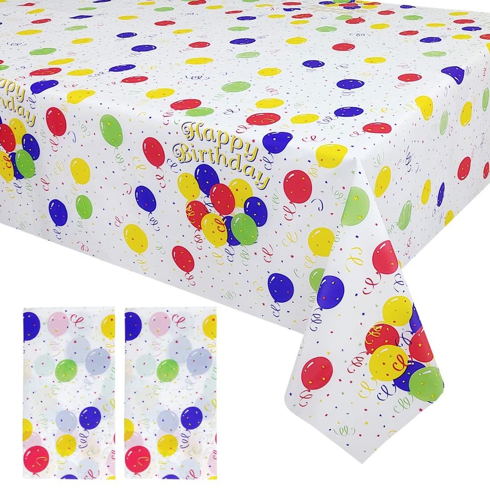 Colorful Balloons Plastic Tablecloth Rectangle - 2 Pcs