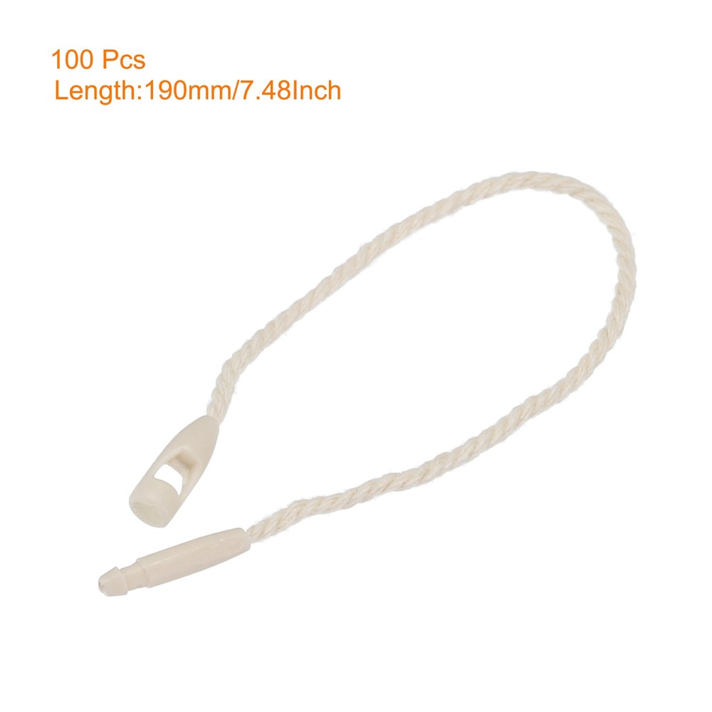 Polyester Rope Hang Tag String Snap Locks 190mm,1mm 100 Pcs,Beige