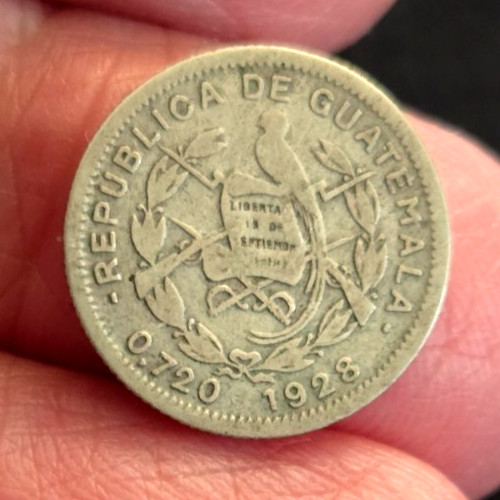 1928 Guatemala Silver 5 Centavos