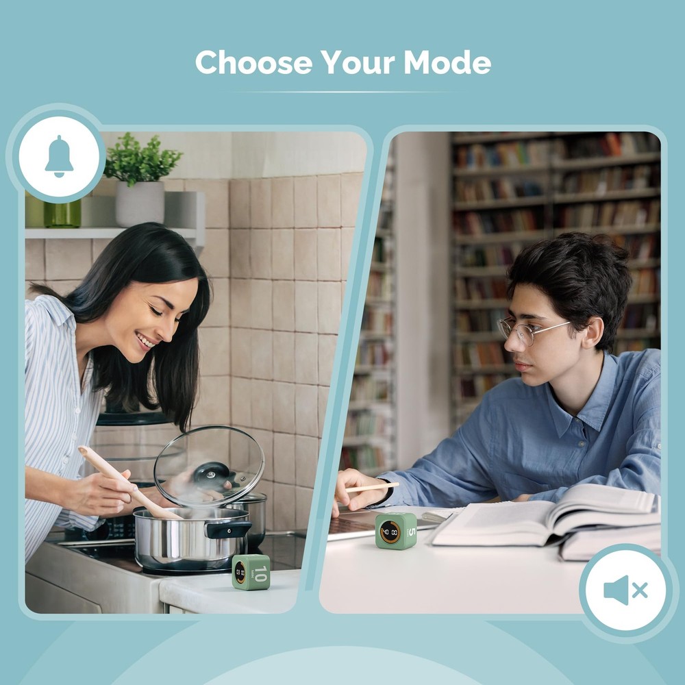 Pomodoro Cube Timer Productivity Visual Timer - 5/10/25/50 Min Rotating Count...