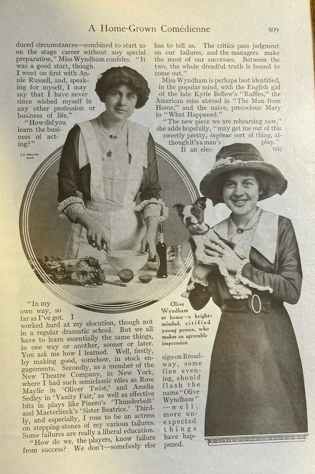 1914 Actress Olive Wyndham illustrated