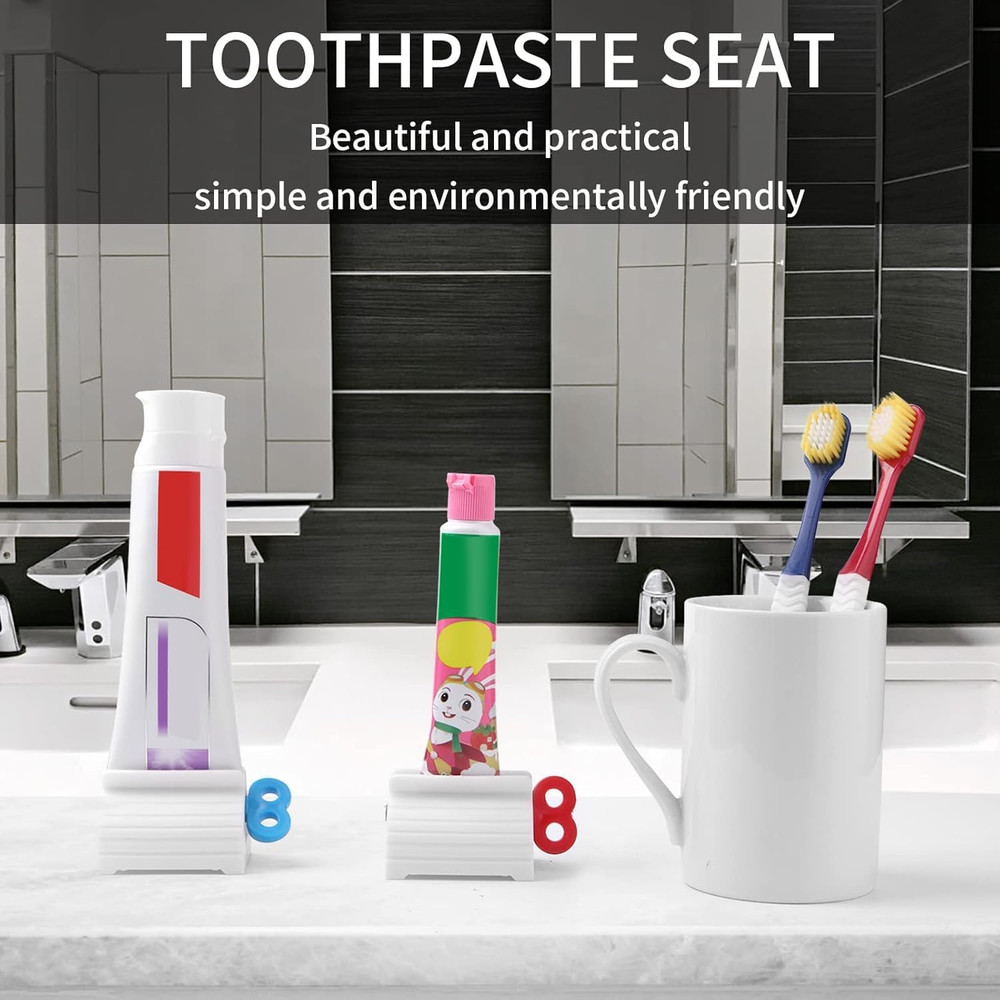2Pcs Rolling Tube Toothpaste Squeezer Toothpaste Seat Holder Stand for Bathroom