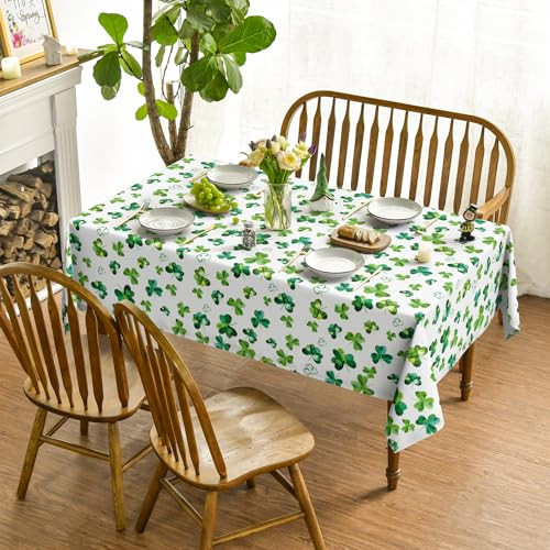 St. Patrick's Day Rectangular Tablecloth 60×104 Inch, Shamrock Irish Clover